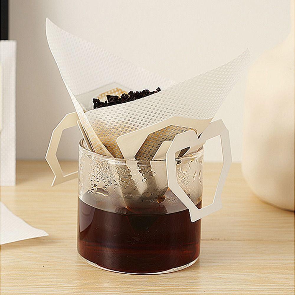 30Pcs V-Shaped Coffee Filter Disposable Eco-Friendly Coffee Powder Filter Bag with Hanging Ears Paper Filters