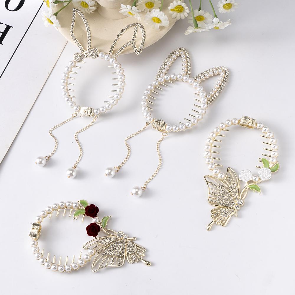 Tassel Rhinestone Cat Ears Hair Claw Clips Flower Horsetail Buckle Bun Ponytail Holder Hair Clip Women Female Hair Accessories