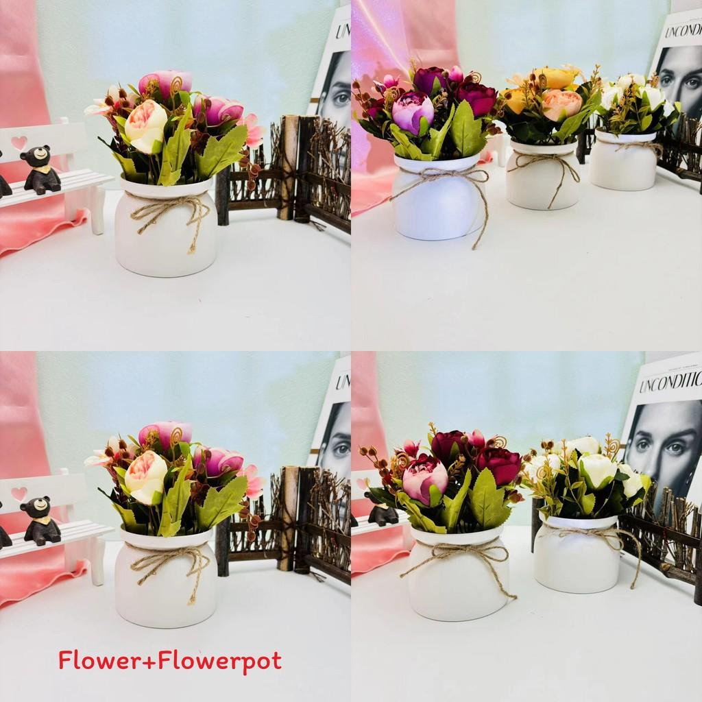 Camellia Flower Artificial Potted Plant For Home Decor And Wedding Arrangements