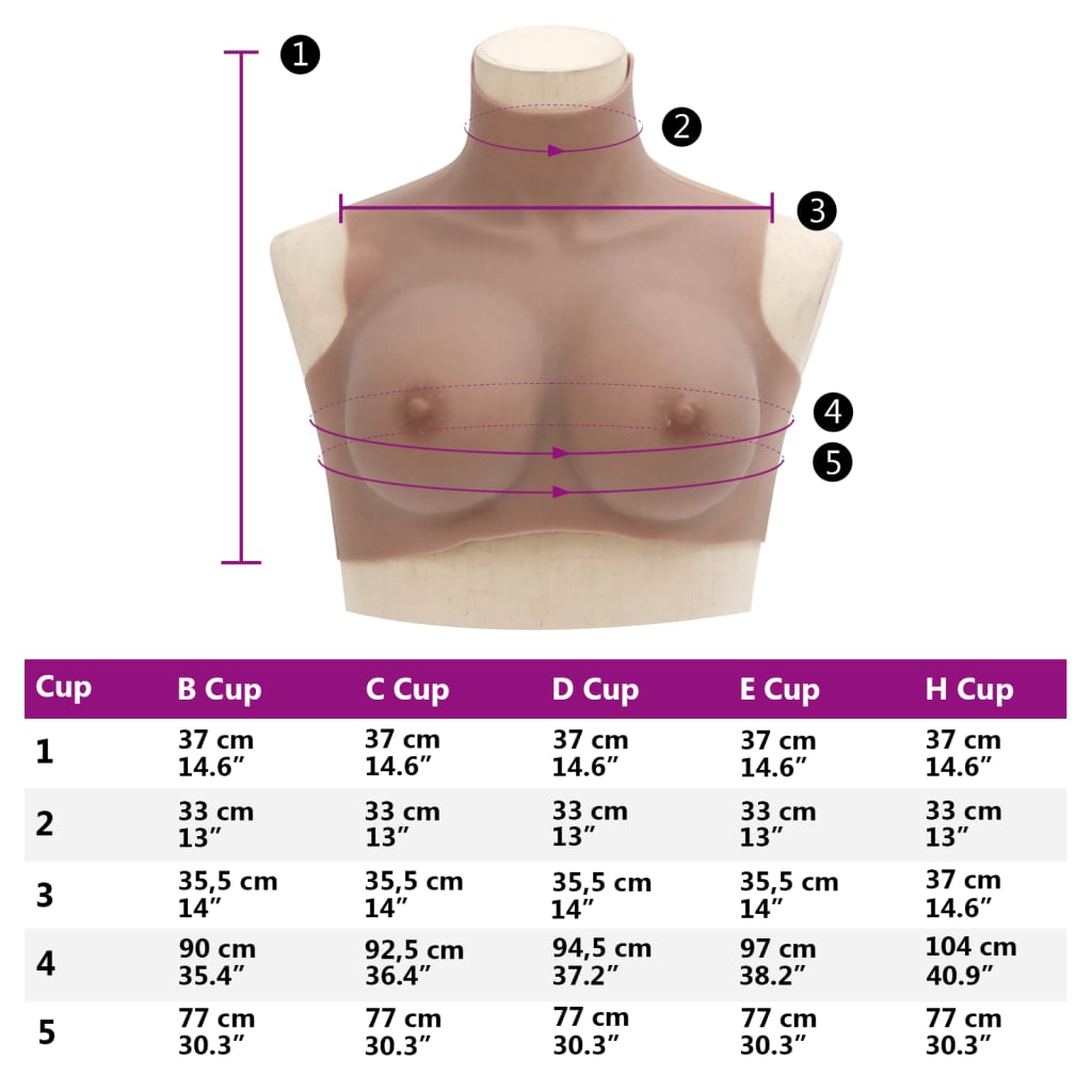 Silicone Breasts Tanned Cup Size E