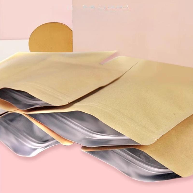 Kraft Paper Tea Packaging Pouch Multi Size Self Sealing Sack Aluminum Plated Self-supporting Bag Zero Food Nut Packaging Sub Packaging Sealed Bag