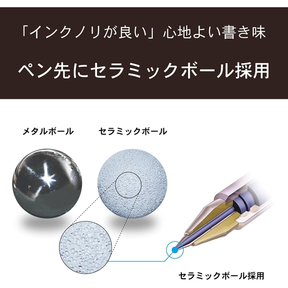 Kyocera KCB-2BR-AZ Ceramic Ballpoint Pen Brown, Smooth Writing, Carbon Copy, Water-Based Ink