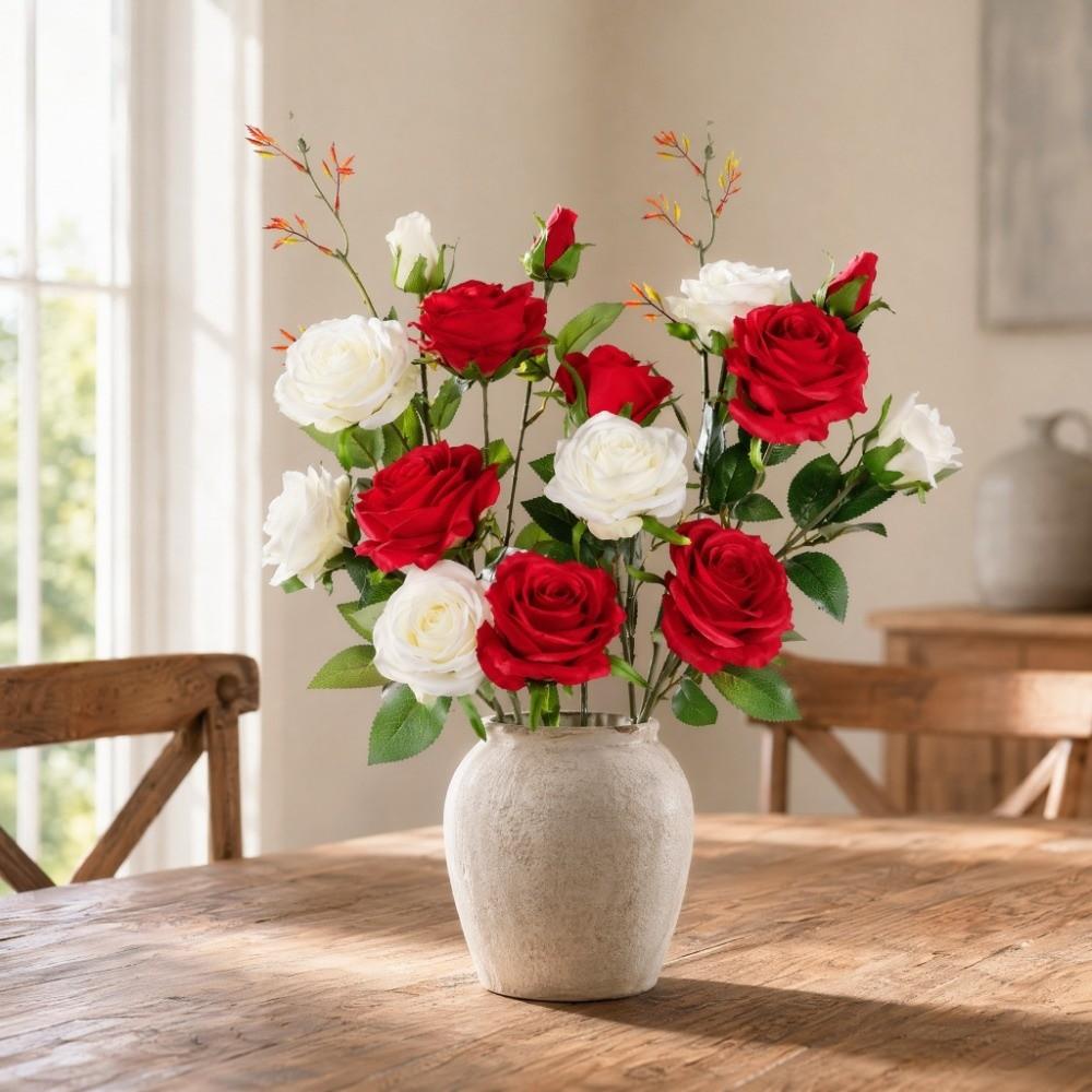 Realistic Simulation Big Rose Handmade Faux Rose Branch Artificial Rose Flower Wedding Party