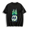 Fun Skull & Green Plant Print Casual Short Sleeve T-Shirt Pure Cotton T-shirt