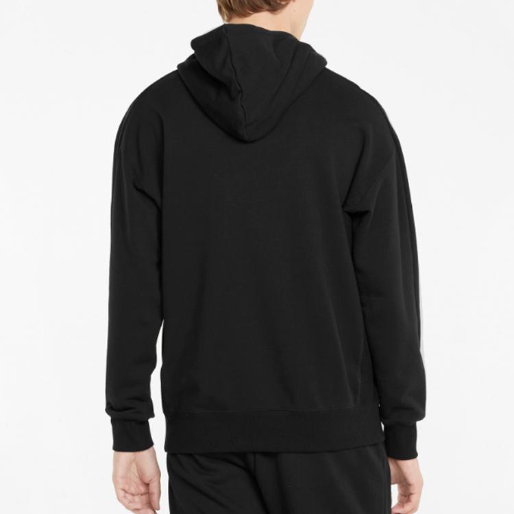 Puma Logo Print Cotton Drawstring Hoodie Unisex Hoodie Black 535374-01
