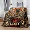 Odin Norse God Fleece Blanket, Viking Odin on Yggdrasil Throne with Wolves and Ravens Print Throw Blanket, Soft Blanket for Sofa Bedroom Decor