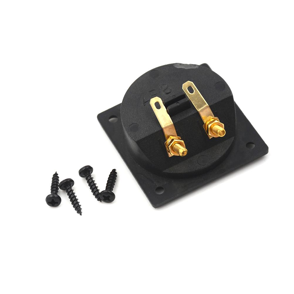 Square Shape Double Binding Post Type Speaker Box Gold Terminal Cup Black