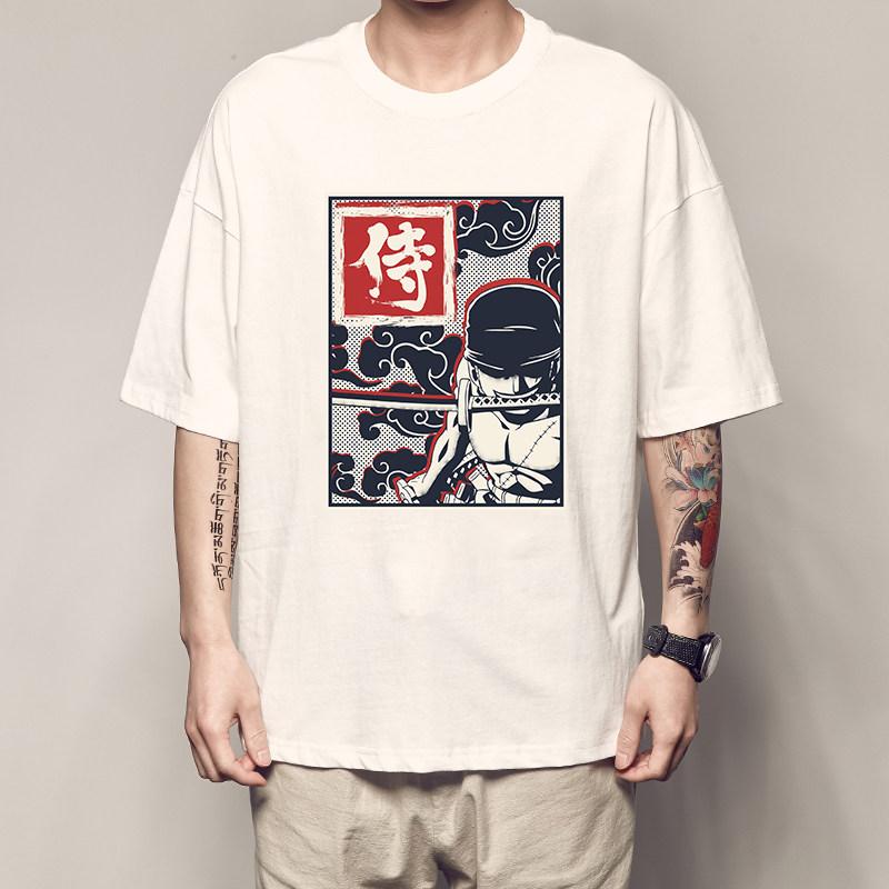 One Piece Luffy Print Tshirt for Men and Women Zoro Shortsleeved Sanji Whitebeard Eschoba Shortsleeved Top