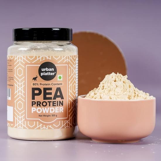 Urban Platter Hrachový proteinový koncentrát v prášku, 500 g [Bez příchuti | Neslazený | Přidávejte do nápojů, pečiva, dezertů, slaných jídel]