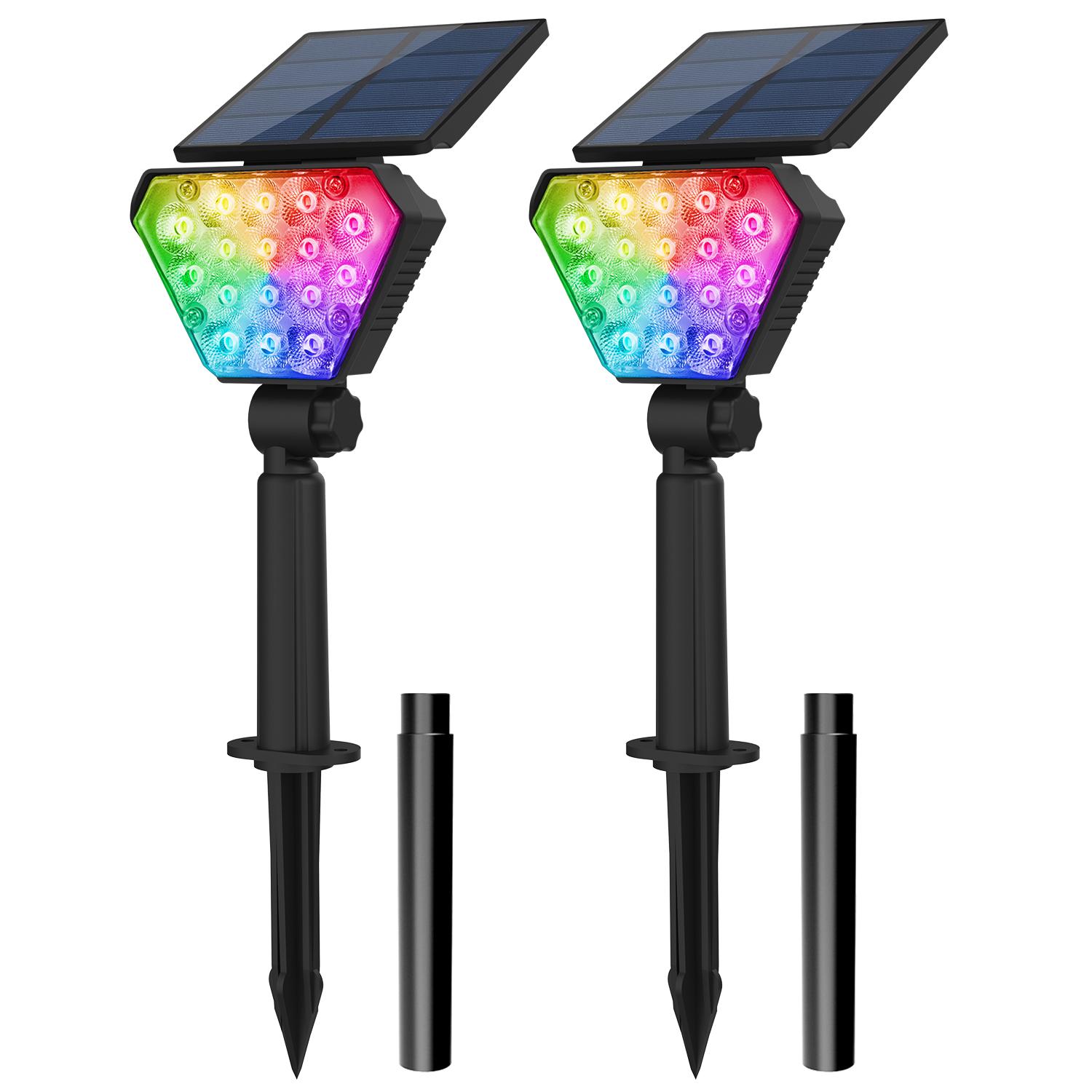 

TSUN 2PCS Солнечный прожектор Солнечный садовый светильник Уличный IP65 Солнечный настенный светильник 7 цветов RGB Солнечный светильник для украшения сада