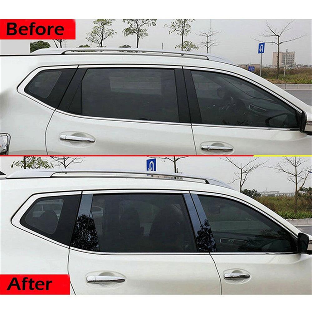 1Set Car Window Pillar Posts Door Trim Cover Piano Black For Nissan Rogue 14-20