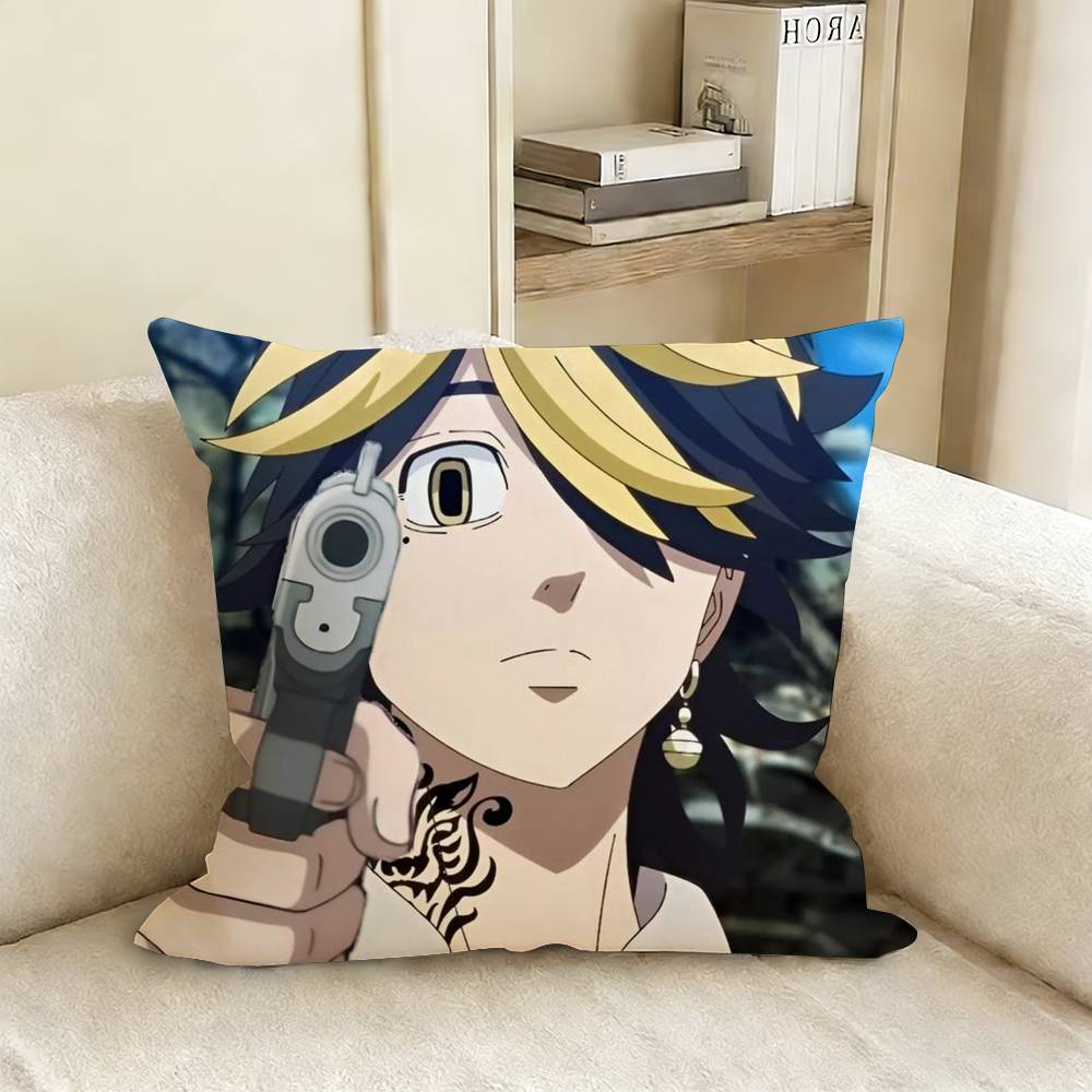 okyoRRevengers Kazutora Hanemiya Various Sizes Square Pillow Case For Car Home Bedchamber Decor 30x30cm