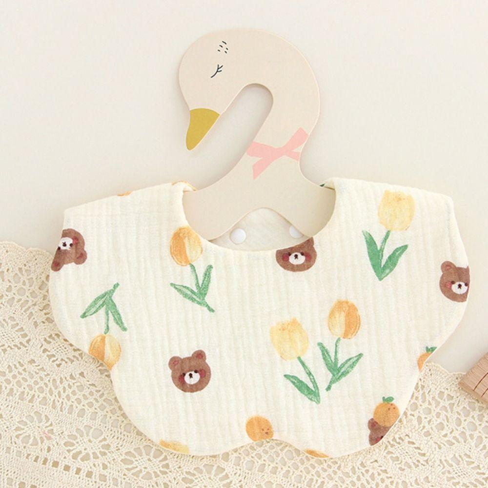 Cotton Yarn Baby Cotton Bibs Flower Shape Baby Drooling Bibs Soft Saliva Towel Infant