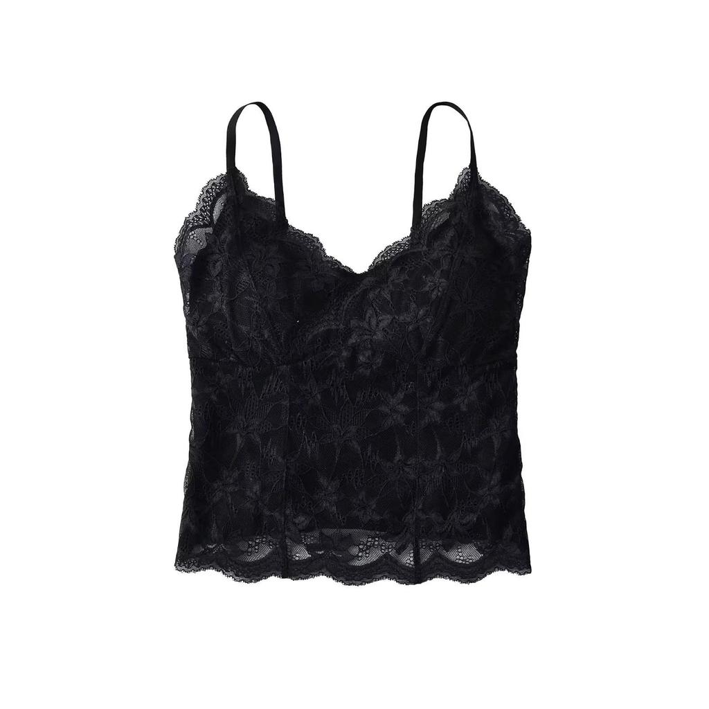 Pure Desire Lace Back Tank Top for Women - Summer 2025 New Arrival, Push-up Strappy Sleeveless Shirt with Chest Pads.