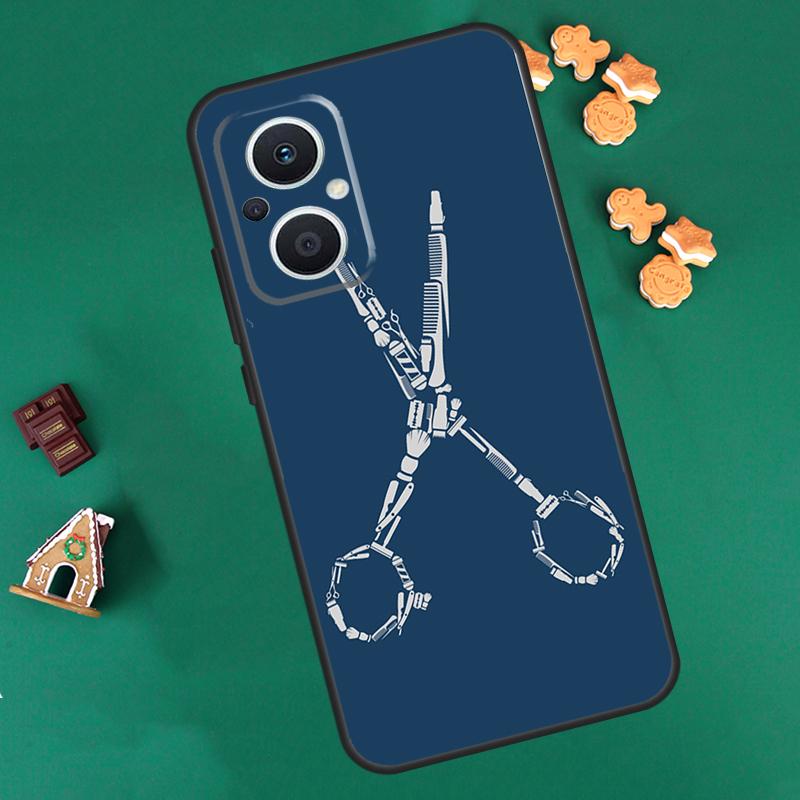 Hairdresser Barber Scissors Case For OPPO Reno 8 7 Lite 14 13 12 11 F 10 Pro 8T Cover For OPPO Find X8 X6 X5 X9 Pro Coque