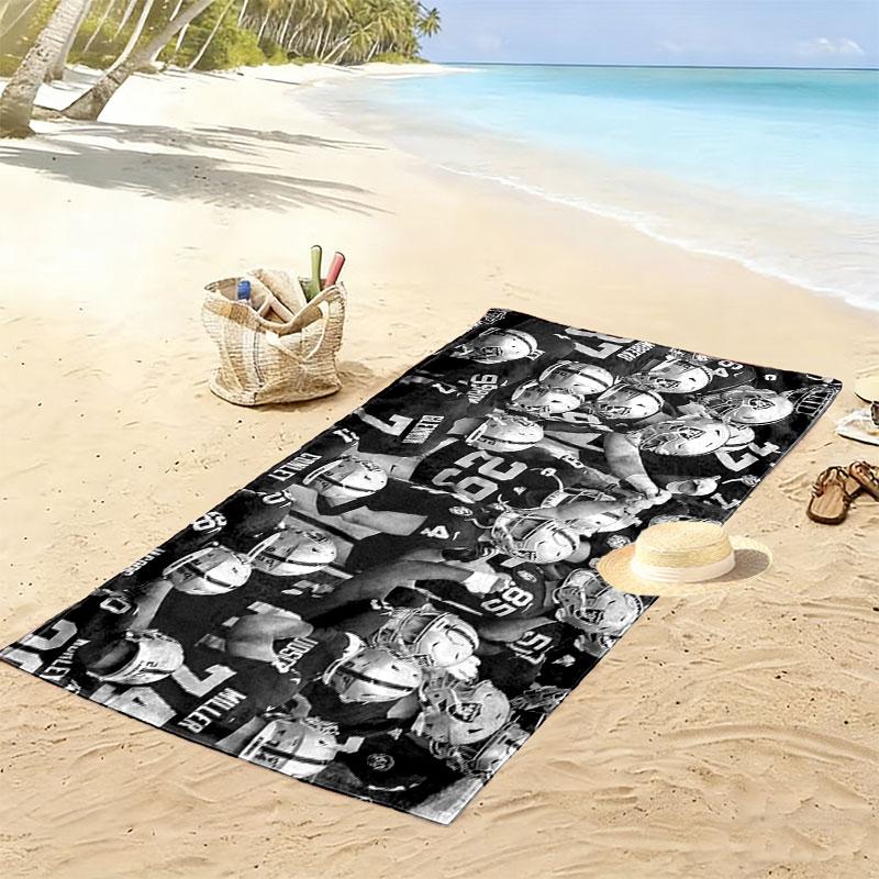 Raiders Players Print Beach Towel, Large Soft Quick Dry Towel for Beach Camping Swimming