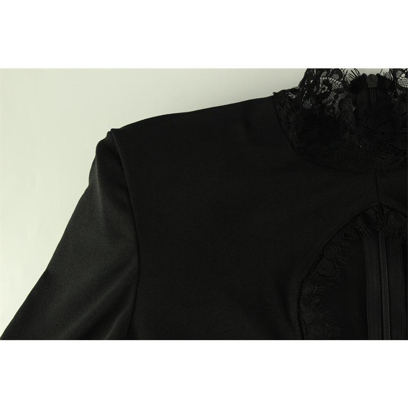 Women's Fashion Sexy Hollow Lace Patchwork Bag Buttock Dress