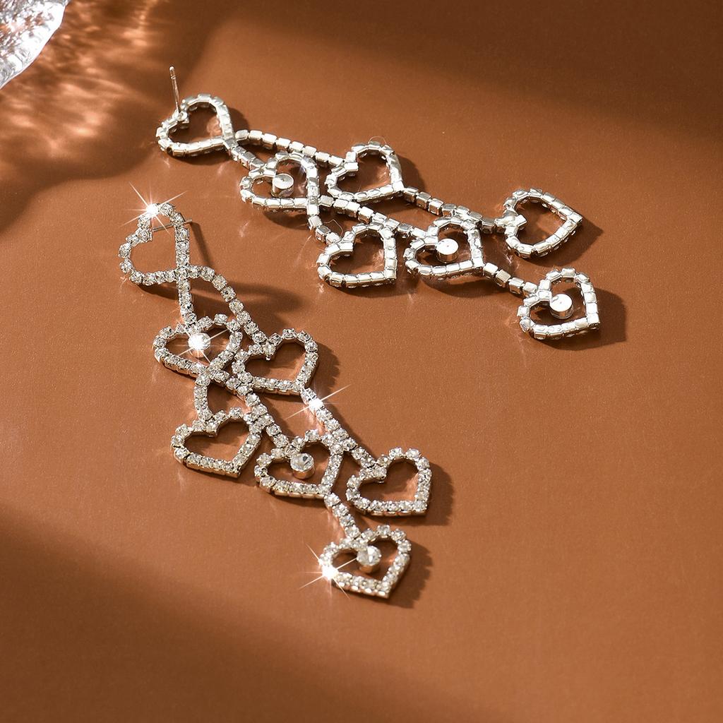 European and American cross-border Korean version creative tassel hollow heart earrings earrings earrings earrings