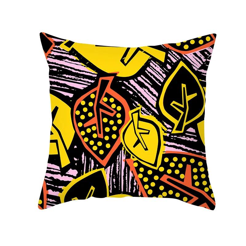 Sofa Office Chair Cushion Cover Luxury Comfortable Flower Pillow Retro Abstract Geometric Printing Pillowcase