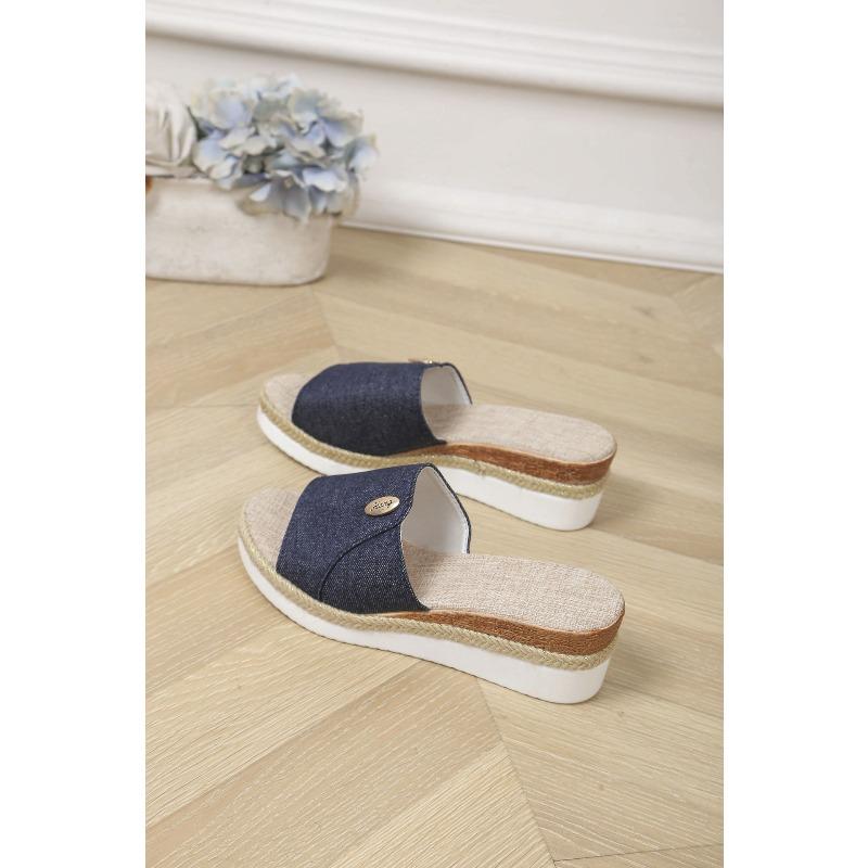 Women's 2025 New Style Wedge Sandals with Thick Soles and Mid-Heel Casual Beach Fish-Mouth Strappy Sandals In Plus Sizes