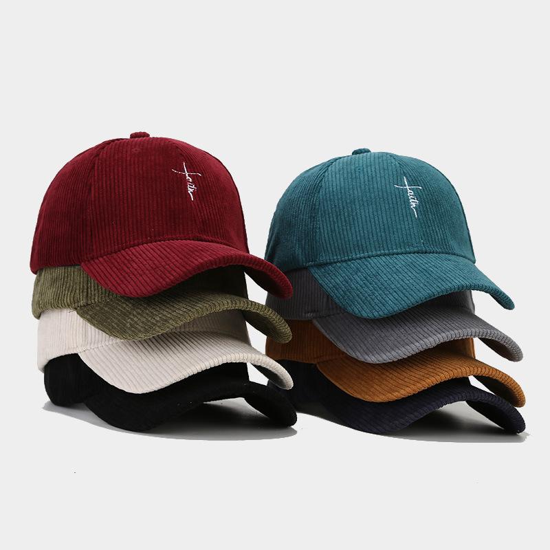 European and American fashion personalized small letter embroidered corduroy baseball cap spring and autumn new simple trend versatile cap