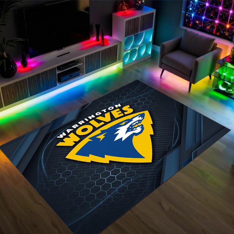 Warrington Wolves Design Crystal Velvet Carpet Cozy Non?Slip Printed Rug For Bedroom Living Room Entrance