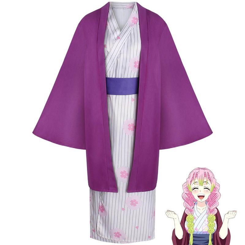 Demon Slayer: Kimetsu No Yaiba - Kamado Village Chapter Kanroji Mitsuri Yukata Cosplay Costume Halloween Cosplay Stage Performance Costume