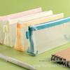New Transparent Mesh Triangular Pencil Case - Large Capacity Student Makeup Bag