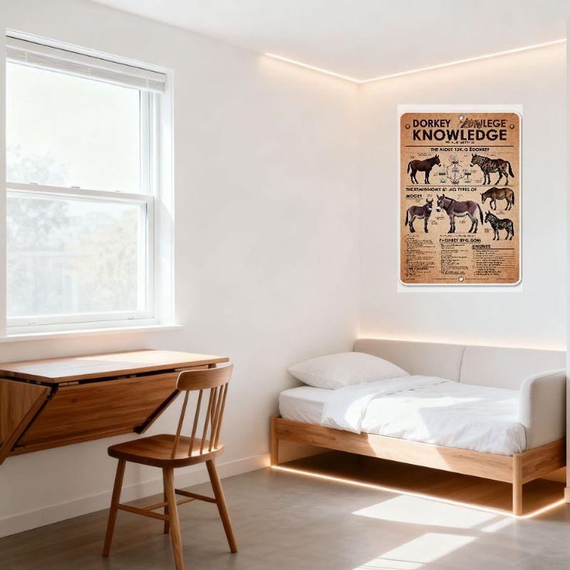 Vintage 'Dorkey Knowledge Why Mules Are Sterile' Educational Tin Sign, Old Scientific Poster Metal Plaque for Home Office Bar Ma