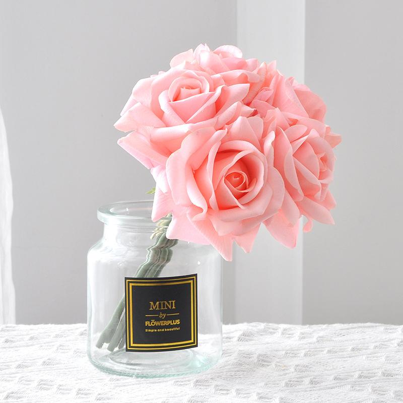 5pcs Lifelike Latex Rose Bouquets Artificial Roses Flower Silk Fake Curly Rose Flower Home Decor