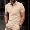 Men's Casual Solid Color Button Short Sleeved T-shirt Polo Shirt
