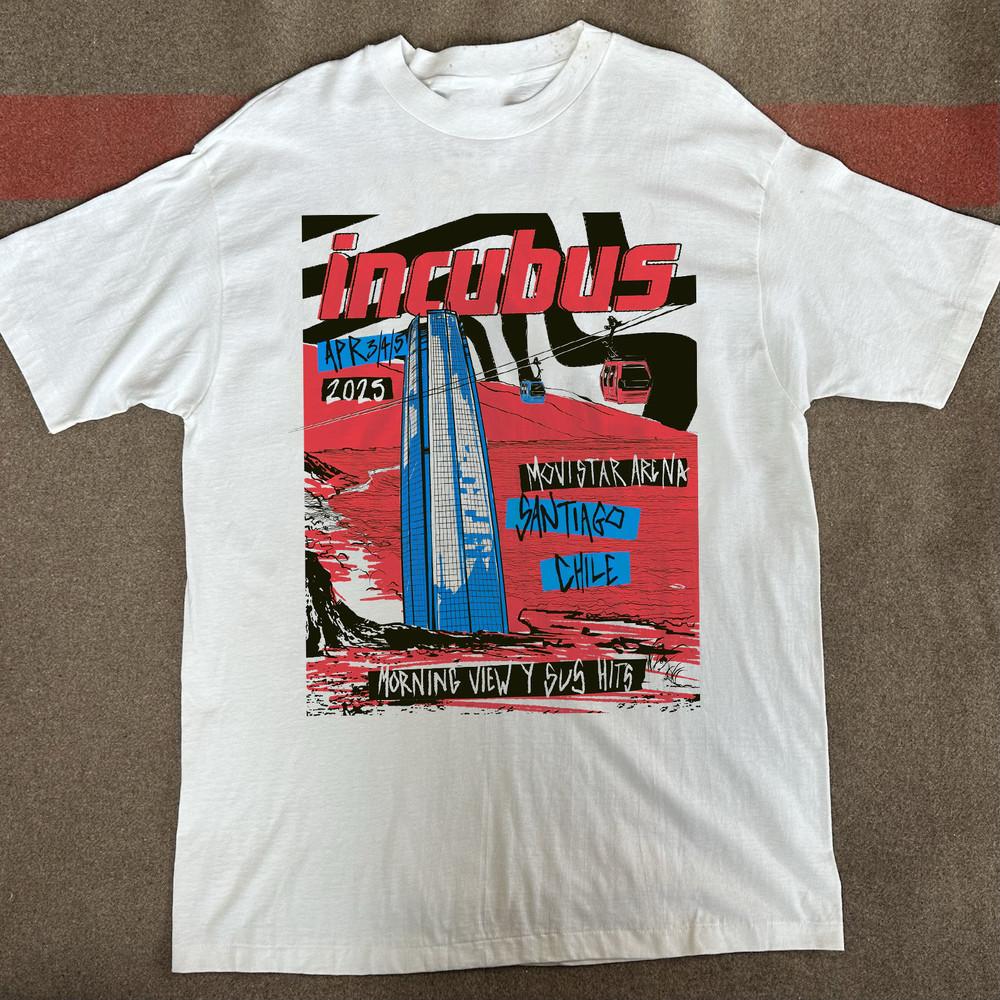 

Rare Incubus Santiago 2025 Poster T Shirt White All Size Gift Fan HH431 Unisex T-Shirt M
