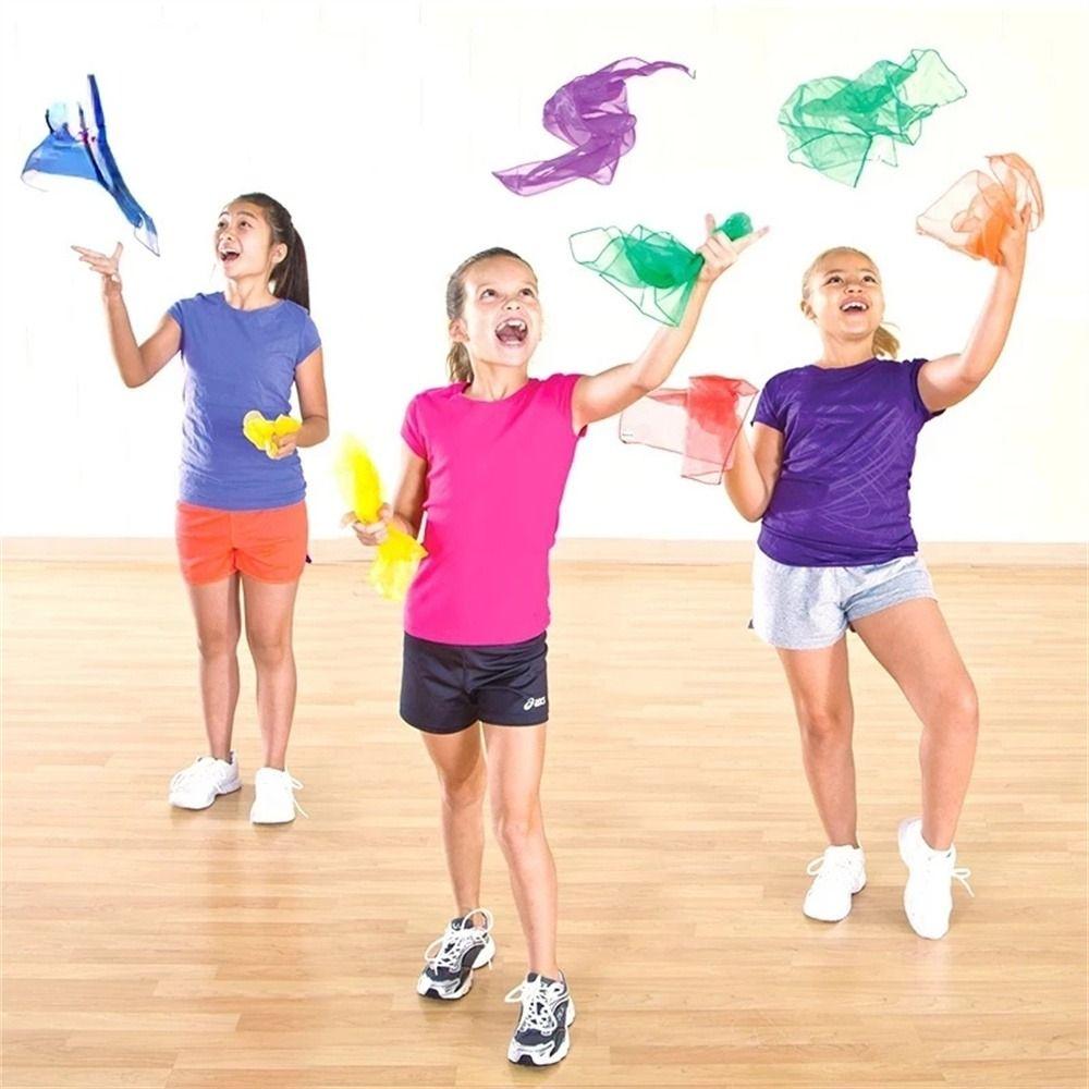 6 Colors Sensory Toys Dance Scarves Gym Towel Juggling Towels Dance Gauze Gymnastics Scarves