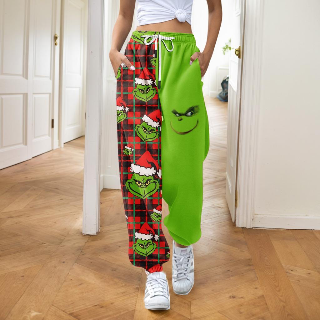 Women's Fashion Christmas Loose Drawstring Waist Solid Color Casual Sweatpants Pants
