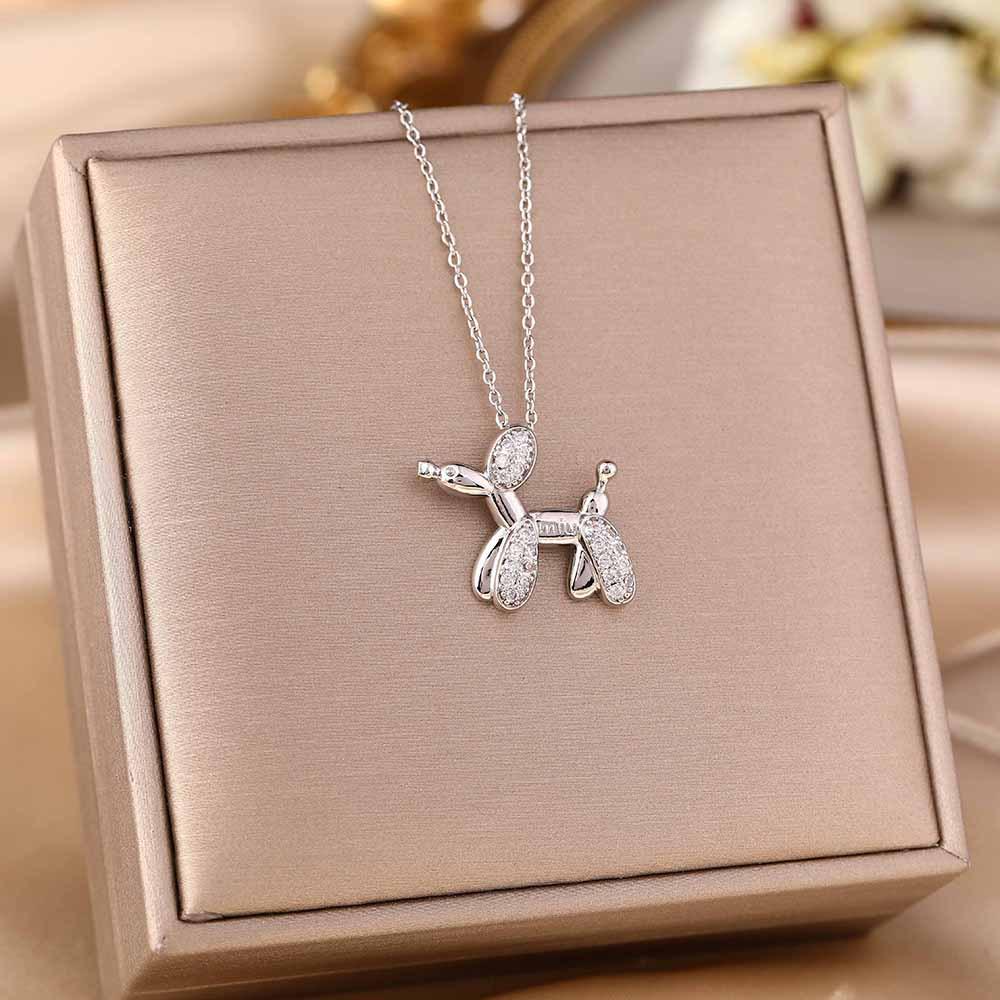 Women's Silver Titanium Steel Necklace with Micro-Inlaid Zircon - Elegant, Durable Clavicle Chain Jewelry