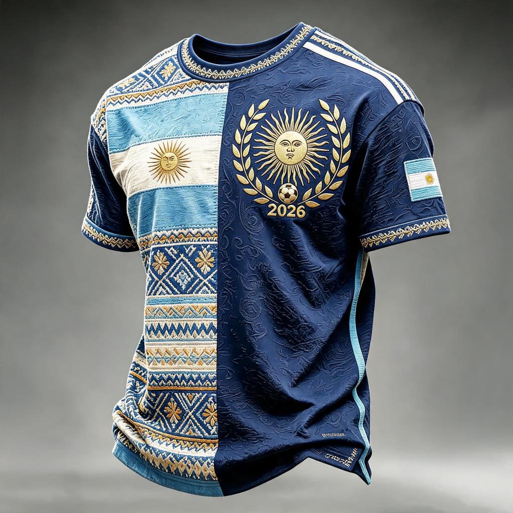 Men's Neck Short Sleeve Soccer Fan T-Shirt for Day