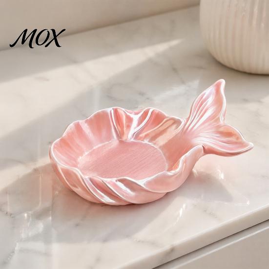 Jewelry Organizer Tray Fishtail Storage Tray, Large Capacity Groove Design, Pearlescent Pink Dish 3D Printing Desktop Ornament, for Rings And