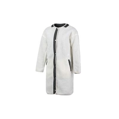 Lässige mittellange Strickjacke mit Druckknöpfen und Plüsch für Damenjacke Han-Jade-Weiß ED1510