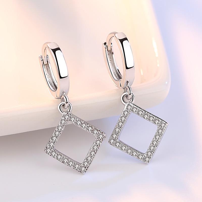 Silver-Plated Triangle Star Earrings with Micro-Paved Zirconia - Cute Women’s Ear Cuffs and Clips Jewelry