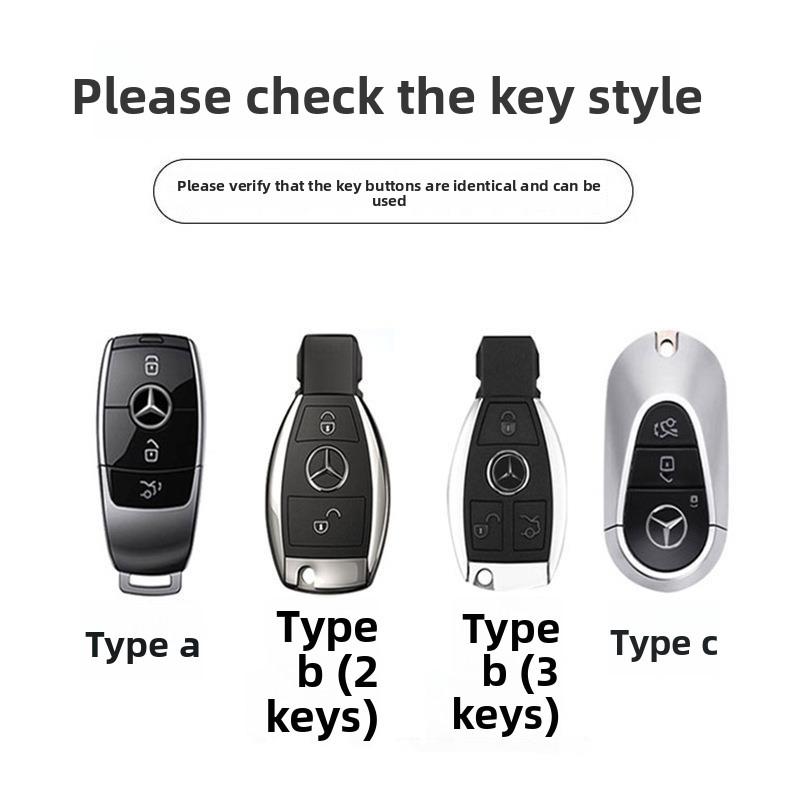 SFX1  Car Alloy Key Case Key Bag Shell For Mercedes Benz 2022 C S Class W206 W223 S350 C260 C300 S400 S450 S500 Key Shell Protector