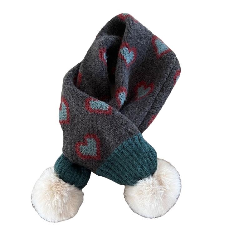 Children Knitted Scarf Soft and Warm Heart Pattern Neck Warmer Fashionable Autumn Winter Various Outfit Neck Gaiter