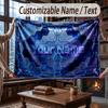 Abstract Geometric Theme Throw Blanket Custom Name Text Personalized Blanket Soft Cozy Blanket for Home Sofa Bed