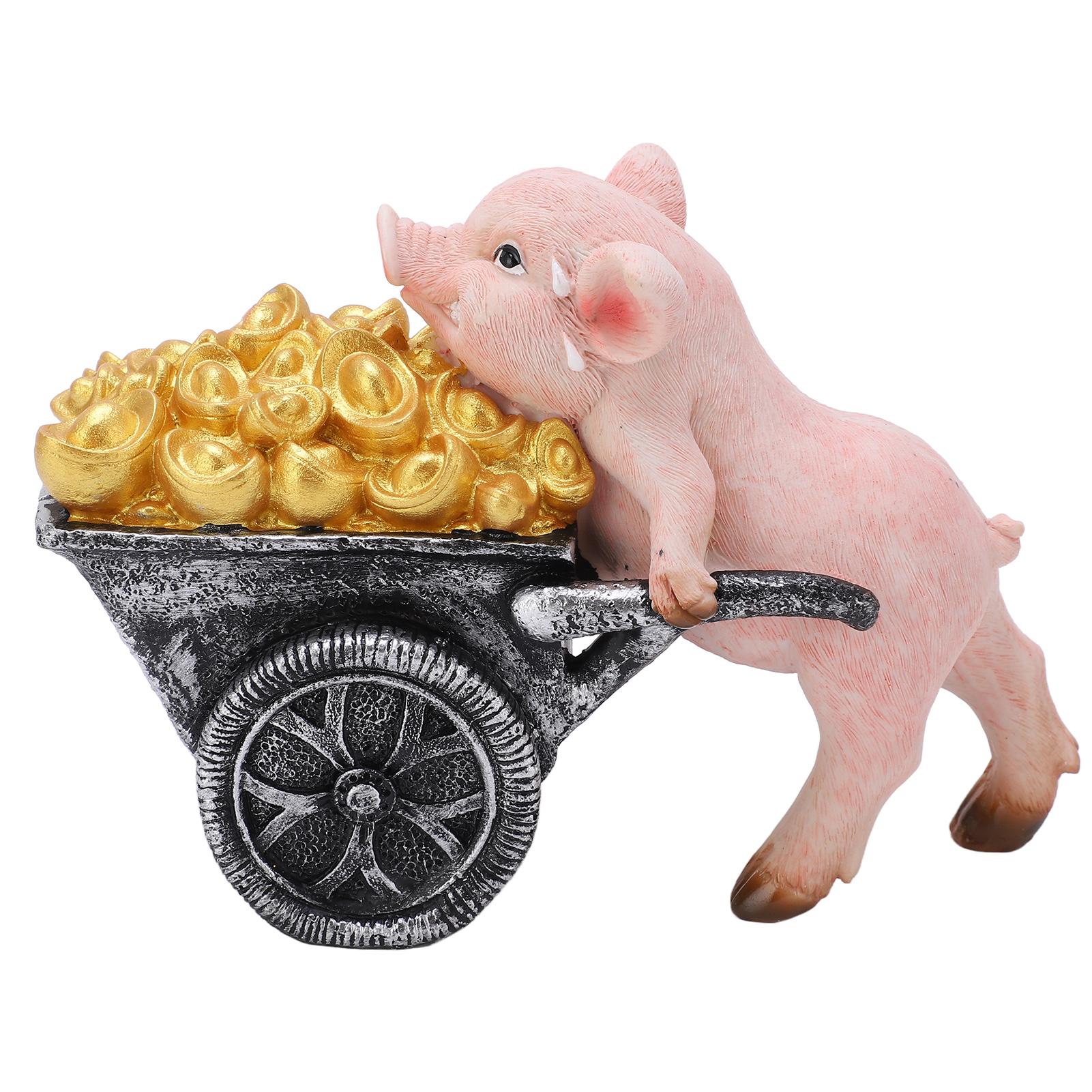 

Статуэтка Счастливой Свиньи Яркий Внешний Вид Реалистичные Детали Многоцелевое Полимерное Украшение Статуэтка Свиньи для