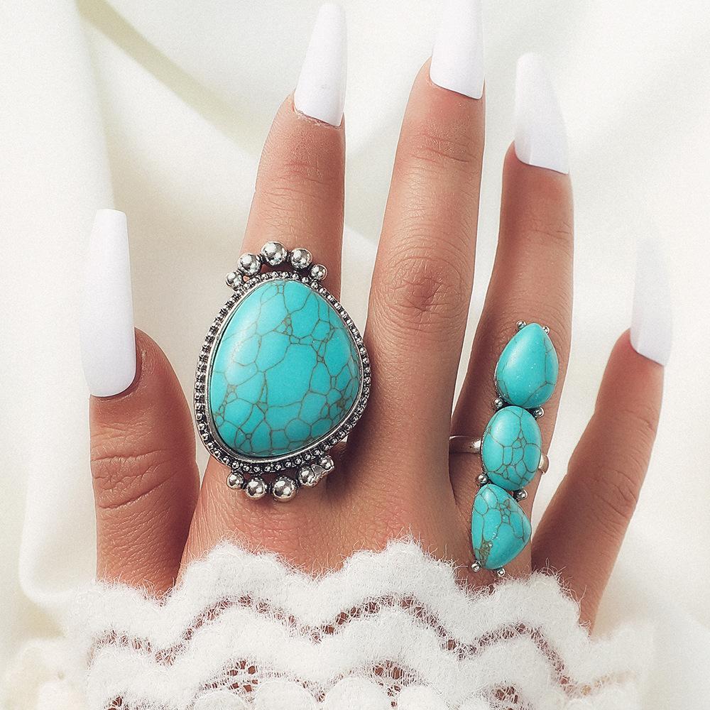 

Retro Boho Style 2 Piece Ring Set for Women