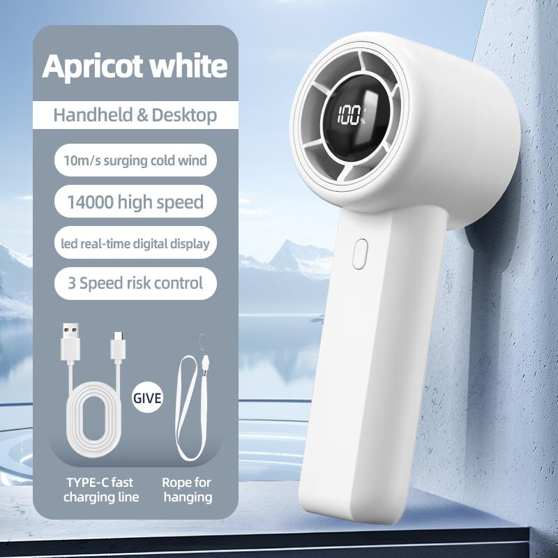 Mini Handheld Bladeless Turbine Fan 1-100Speeds Adjustable with LED Display Rechargeable for Home, Office, and Gym Use