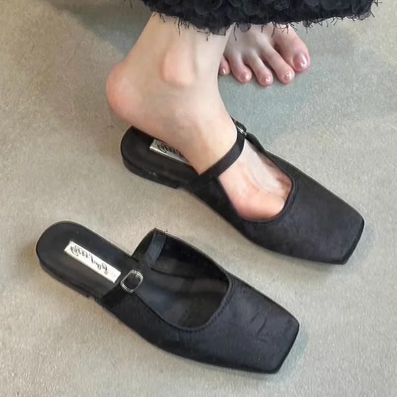 Fashion Woman Flats Retro Slippers Spring Fashion Slingback Shoes Dress Elegant Women Mules Shoes 2025 Designer Casual Chaussure Femme
