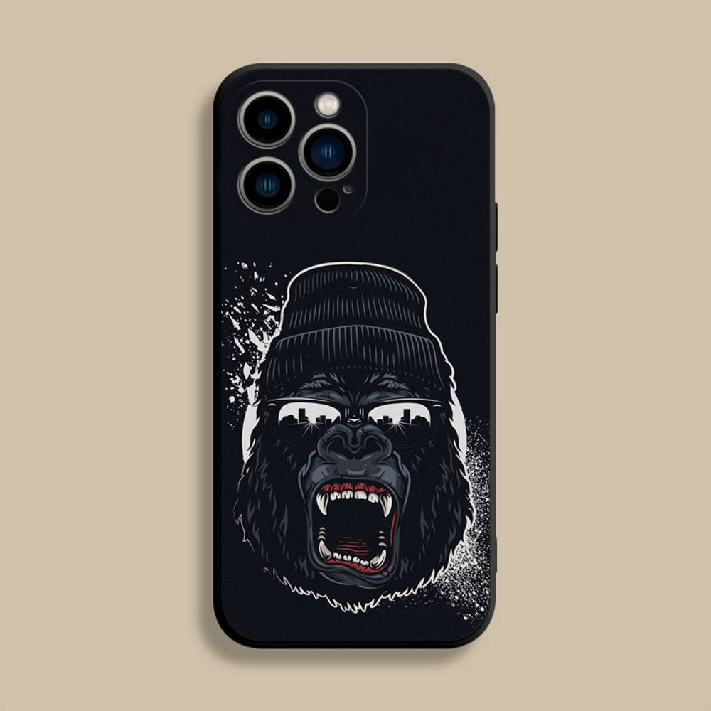 

Monkey Gorilla Art Design Phone Case For iPhone 17,16,15,14,13,12,Pro,Max,Plus,E,SE4,Air,Mini Black Soft Cover iPhone15PRO