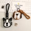 Leather Puppy Key Pendant Cartoon Bulldog Beagle Car Keychain Student SchoolBag Pendant Couple Exquisite Personality Small Gifts