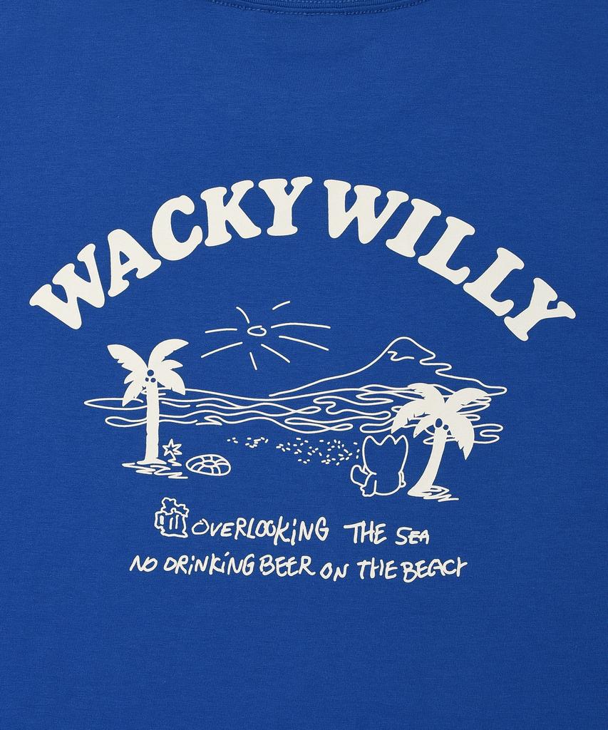 WACKY WILLY Beach Graphic Vacation Short Sleeve T-Shirt Blue
