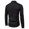 Chemise Homme Mode Coupe Ajustée Couleur Manches Longues Col Montant Business Coton Chanvre Demi-Ouverte